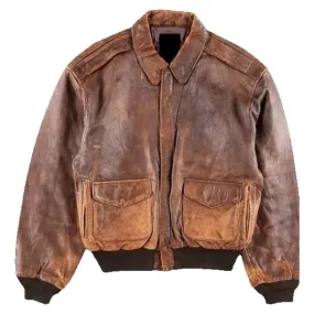 80s A2 Flight Vintage Military Real Leather Jacket – Classic Style