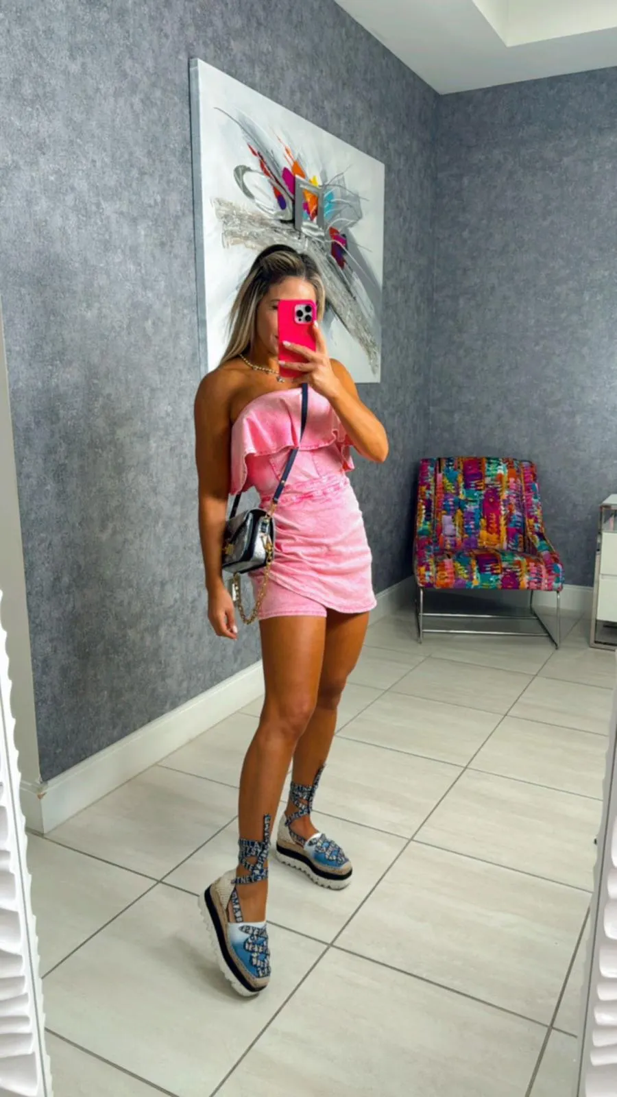 8218 Acid washed strapless denim romper