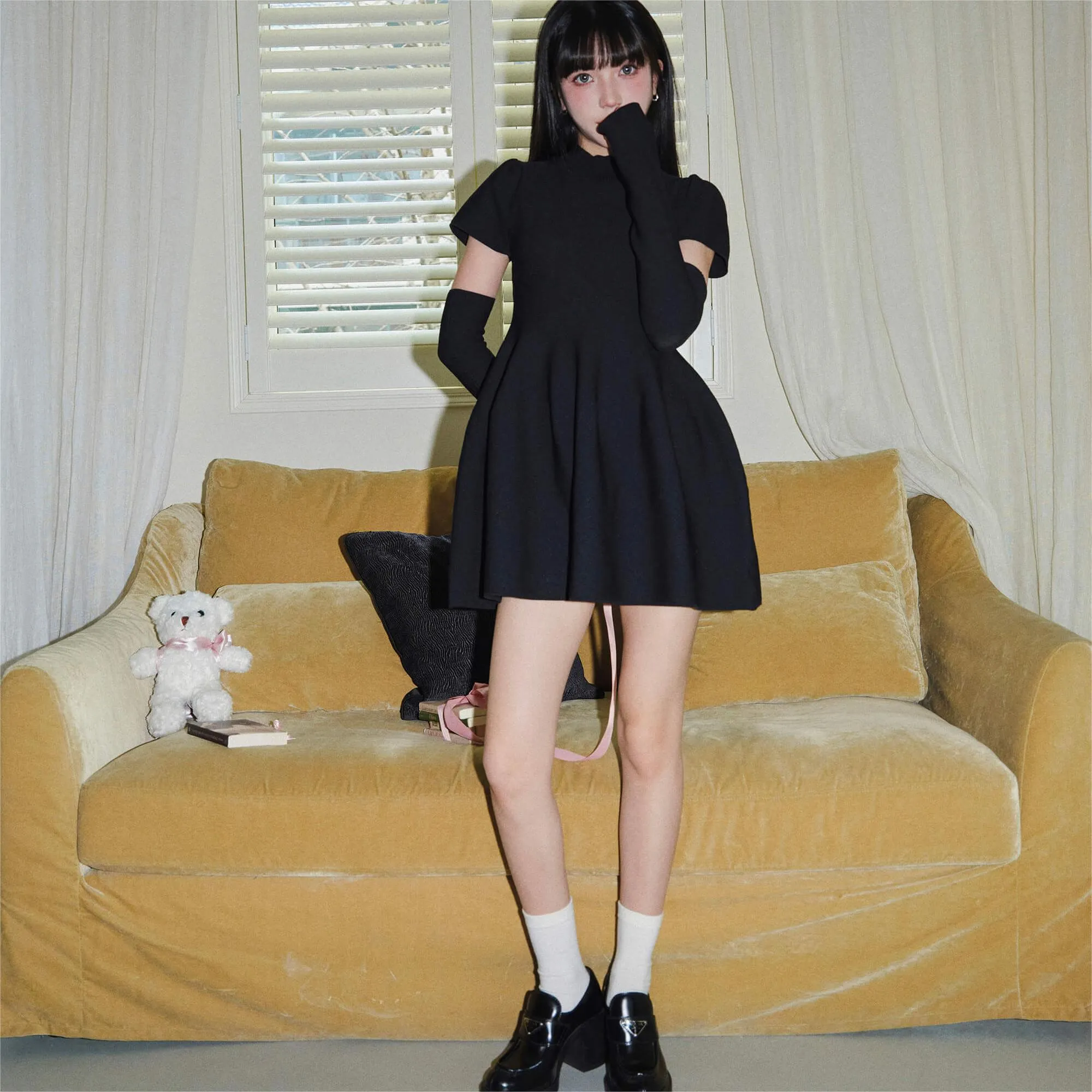 A-Line Short-Sleeved Knit Dress