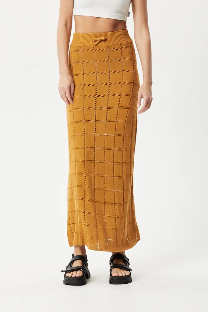 Afends Femme Knit Maxi Skirt Mustard