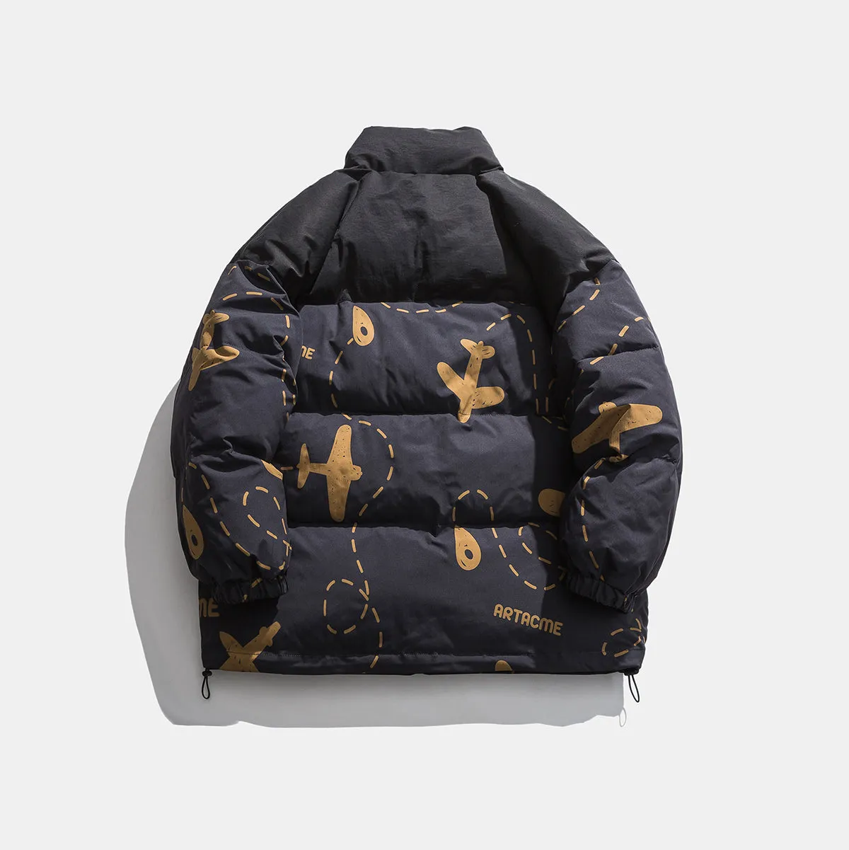 ARTACME BAZZO AIRPLANE PRINT HIGH NECK CASUAL BOMBER JACKET