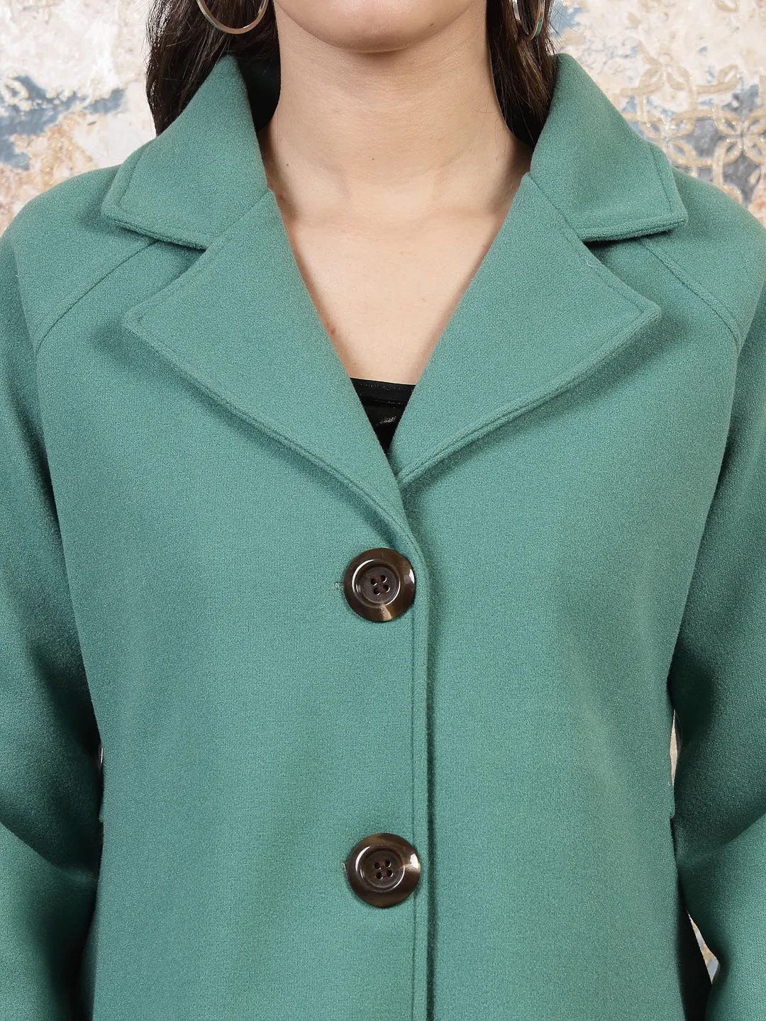 Athena Knee Length Notched Lapel Wool Overcoat