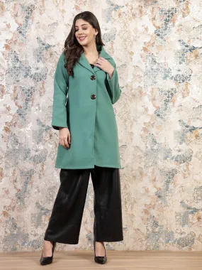 Athena Knee Length Notched Lapel Wool Overcoat
