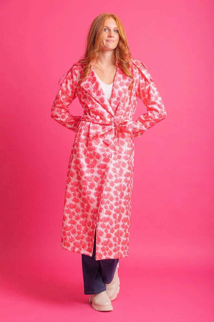 Augustine Carrie Trench Pink Fluro r5897