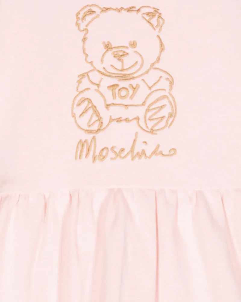 Baby Girls Pink Teddy Embroidery Sweatshirt Dress