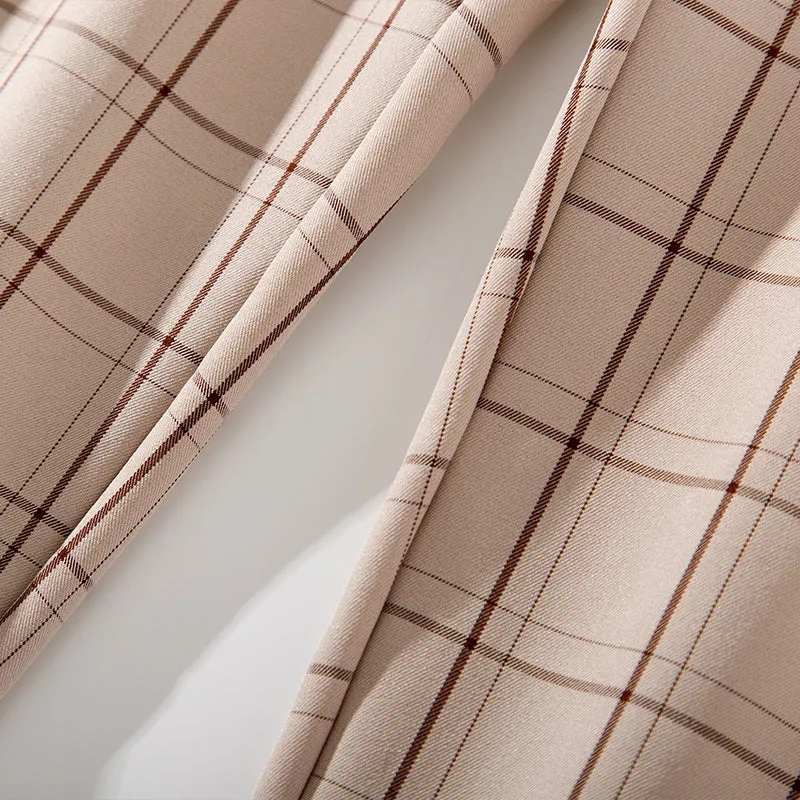 Belted Frill High Waist Plaid Pants