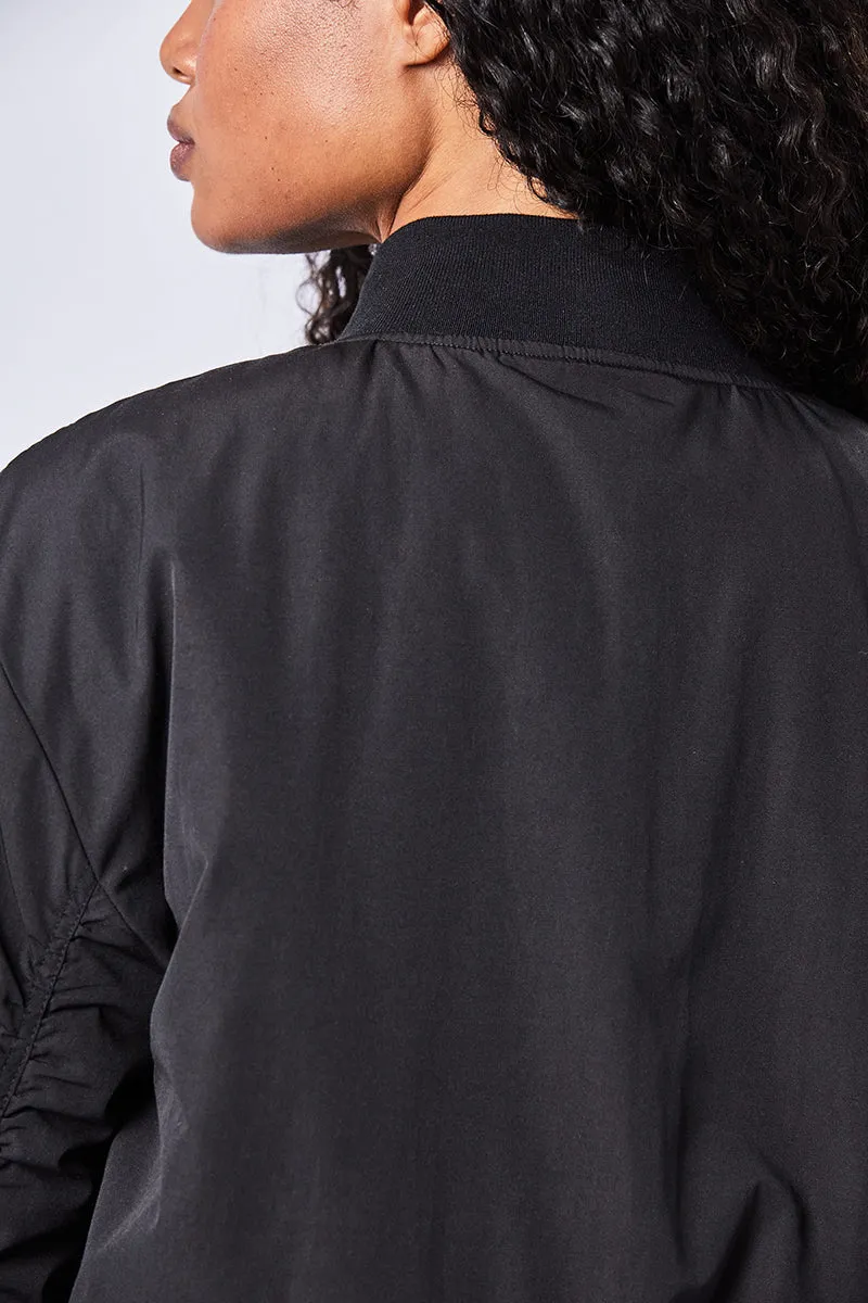 BLACK PADDED BOMBER JACKET