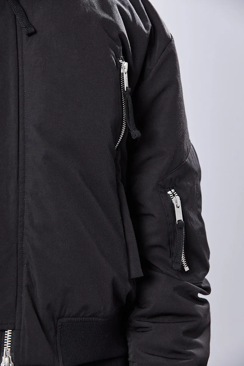 BLACK PADDED BOMBER JACKET
