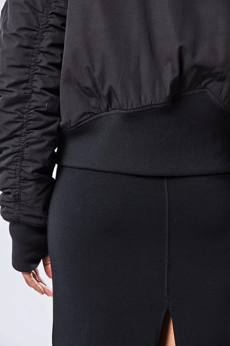 BLACK PADDED BOMBER JACKET
