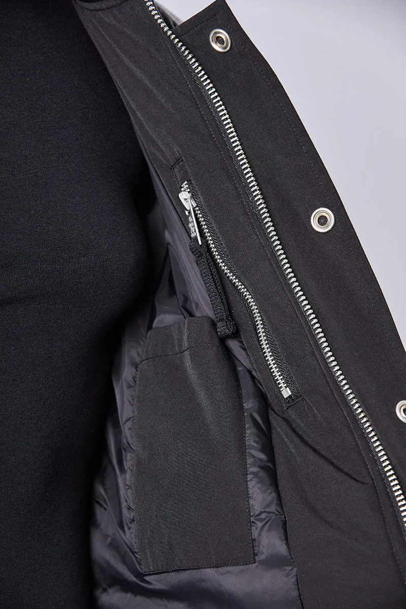 BLACK PADDED BOMBER JACKET