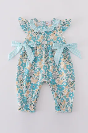 Blue Aqua Meadow Girl Romper