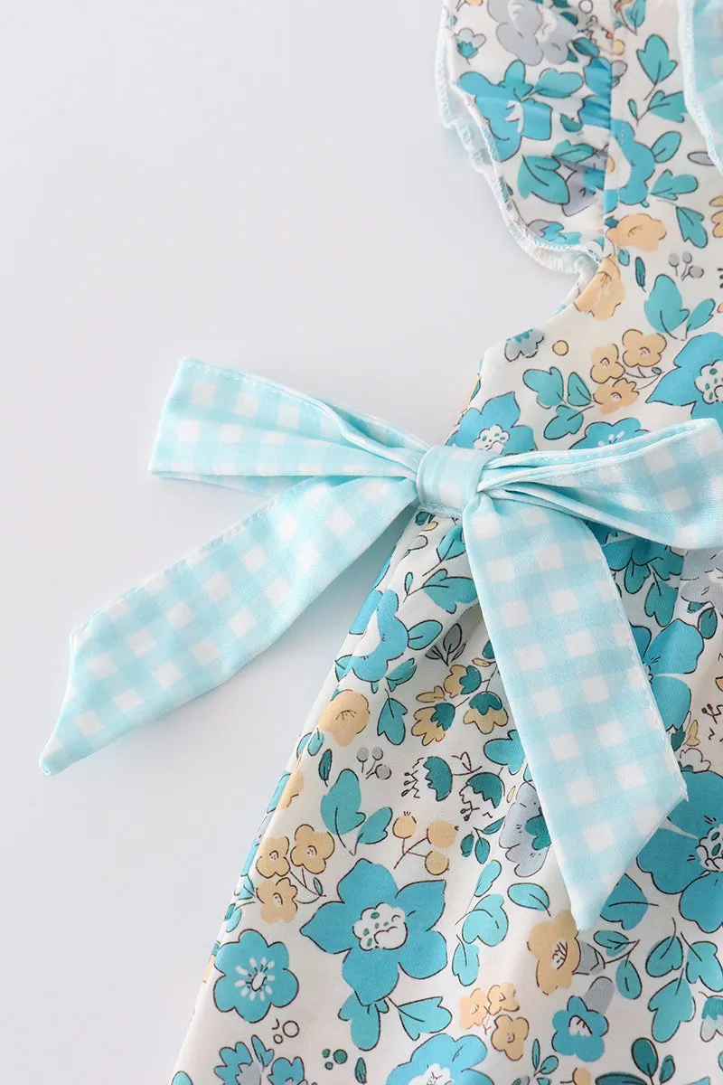Blue Aqua Meadow Girl Romper