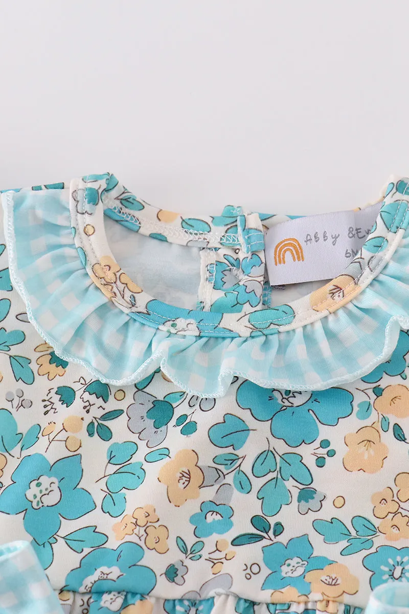 Blue Aqua Meadow Girl Romper