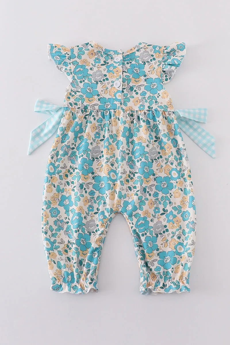 Blue Aqua Meadow Girl Romper