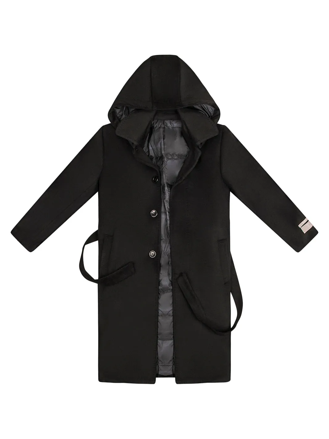 Boy's Charlotte Wool Down Long Coat - Black