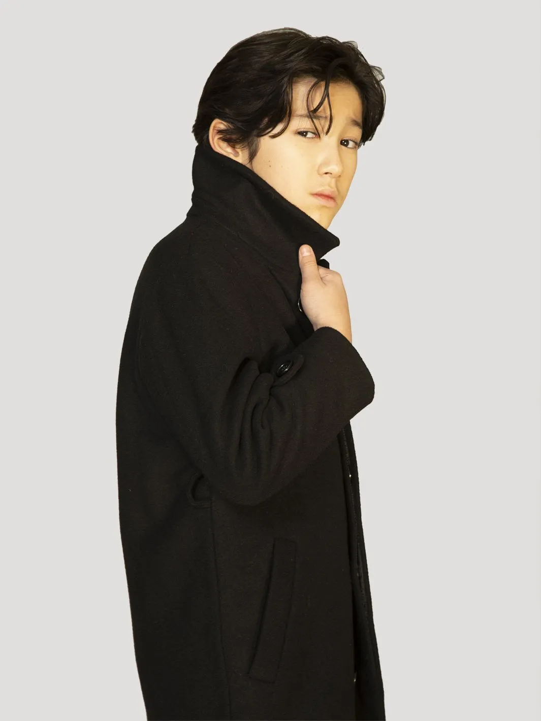 Boy's Charlotte Wool Down Long Coat - Black