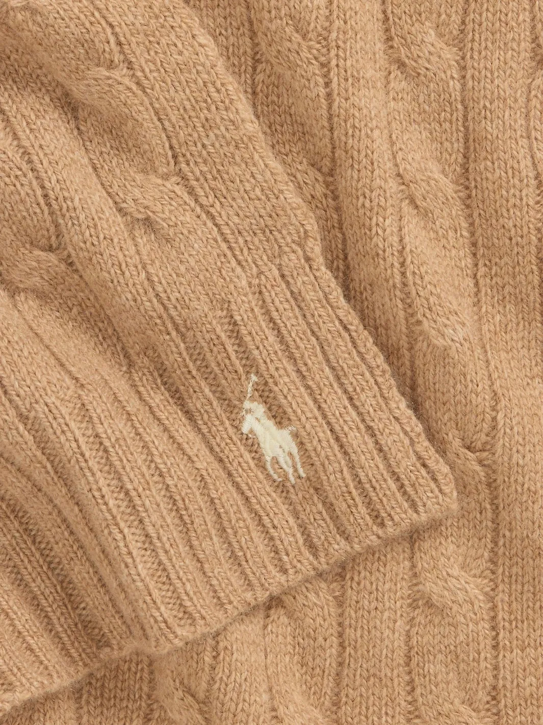 CABEL-KNIT WOOL-CASHMERE SCARF Camel