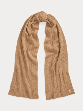 CABEL-KNIT WOOL-CASHMERE SCARF Camel
