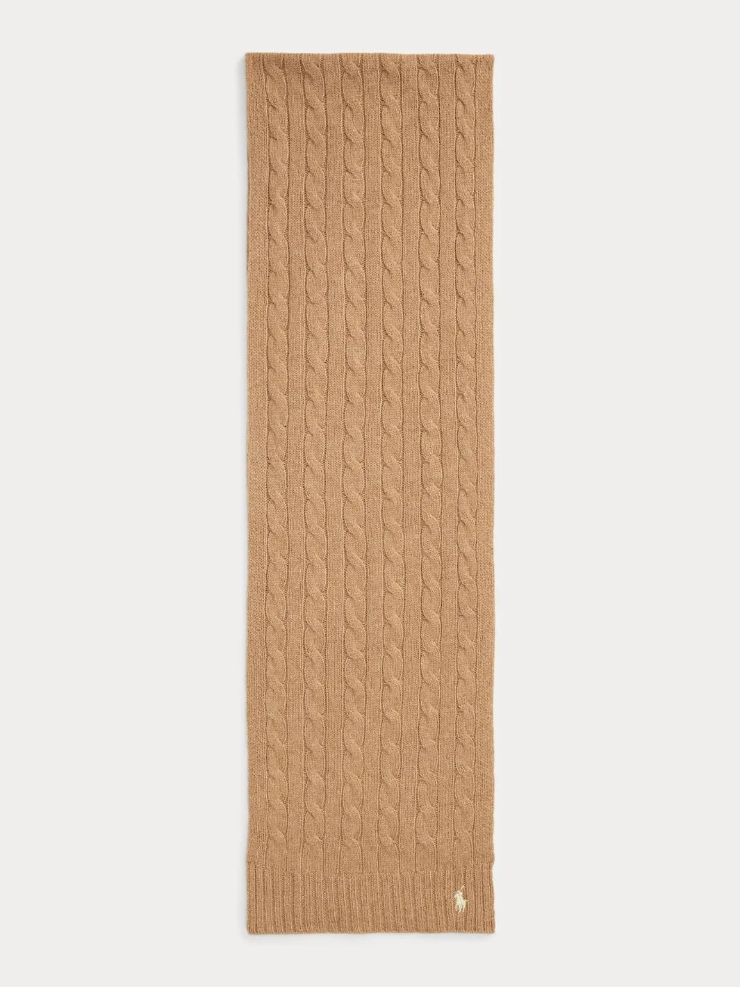 CABEL-KNIT WOOL-CASHMERE SCARF Camel