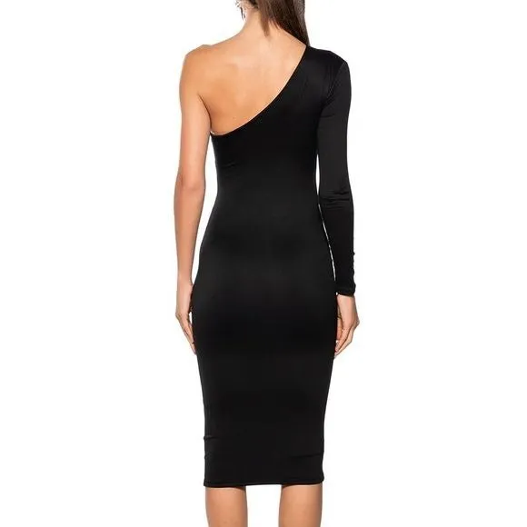 Callie Lives Xena Akira Show Stopper Cut Out Black Midi Dress Large