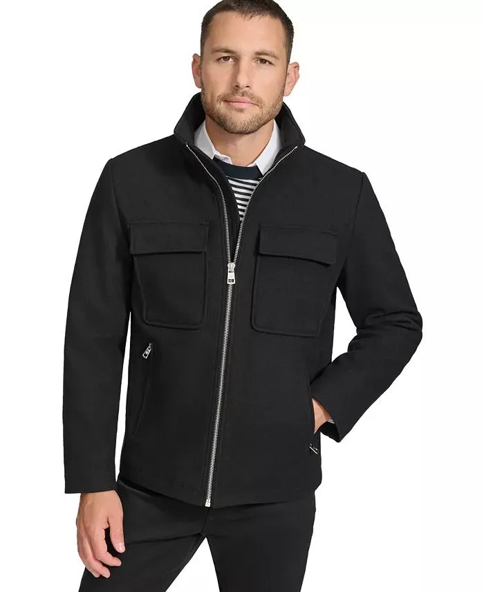 Calvin Klein Men's Hipster Full Zip Jacket Coat Zip Out Hood Black Small
