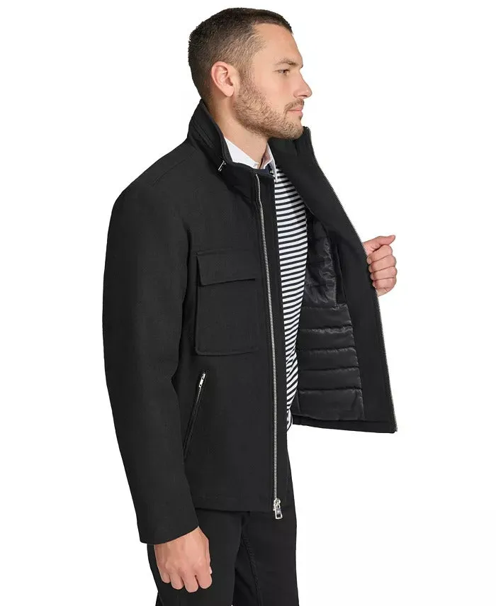 Calvin Klein Men's Hipster Full Zip Jacket Coat Zip Out Hood Black Small