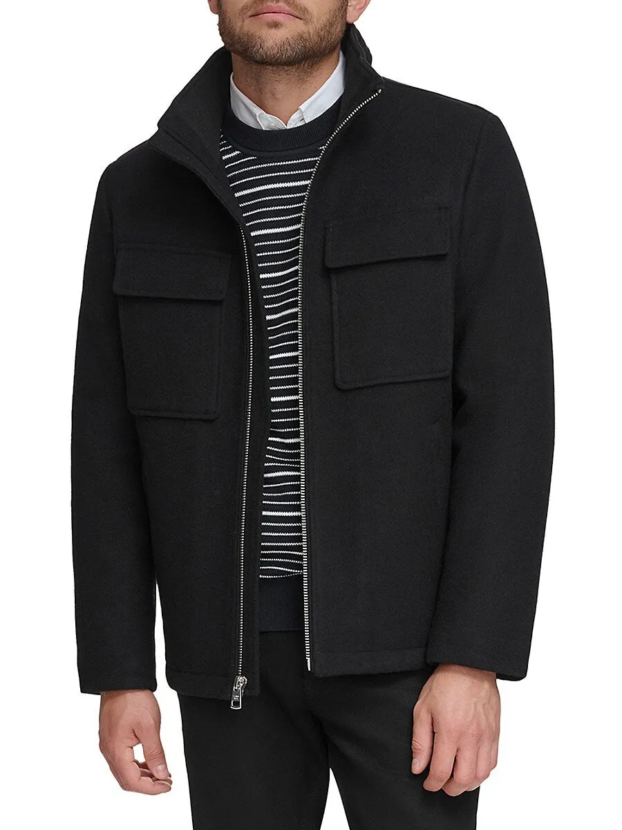 Calvin Klein Men's Hipster Full Zip Jacket Coat Zip Out Hood Black Small