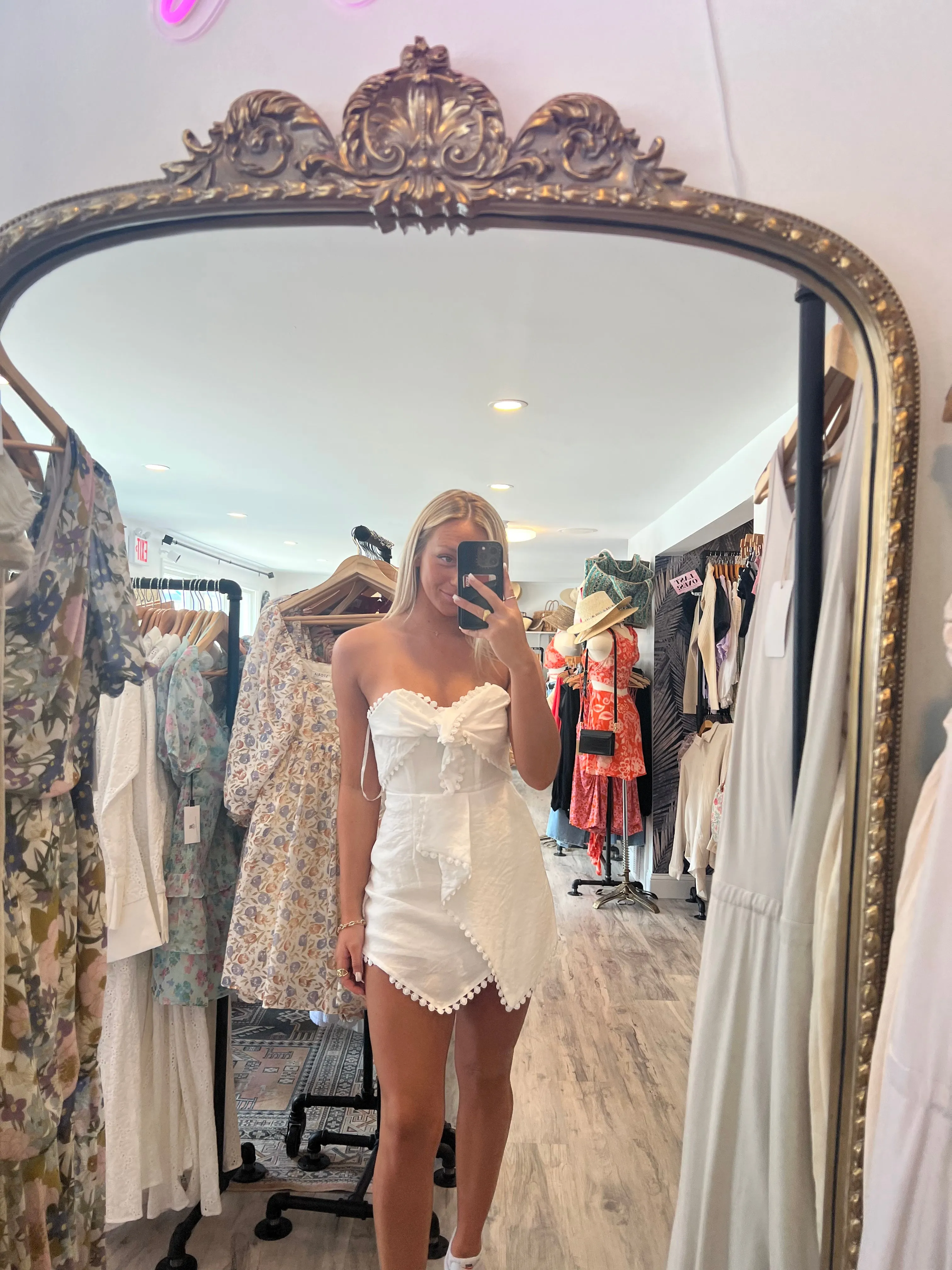 Celina Strapless Eyelet Romper | White