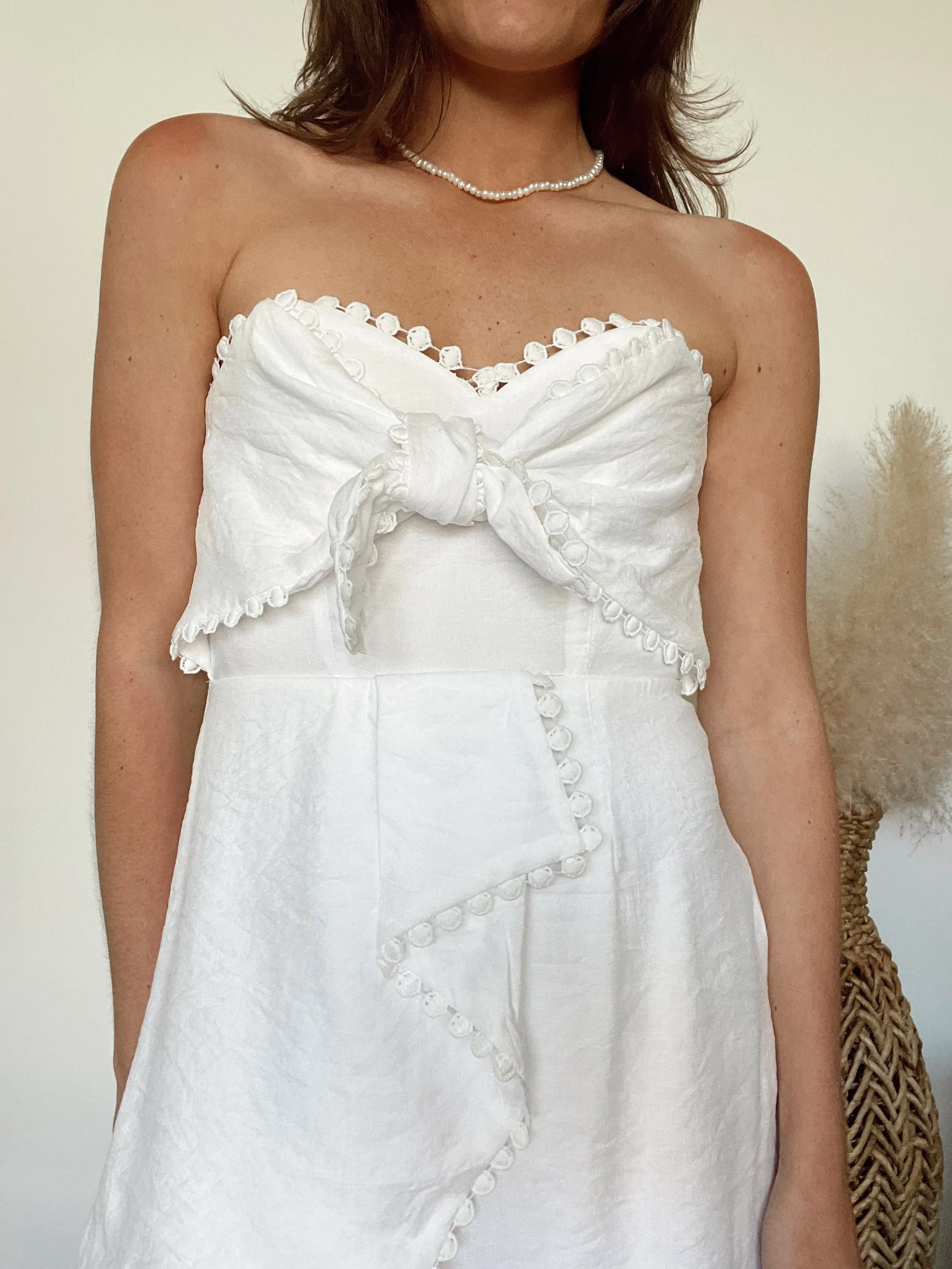 Celina Strapless Eyelet Romper | White