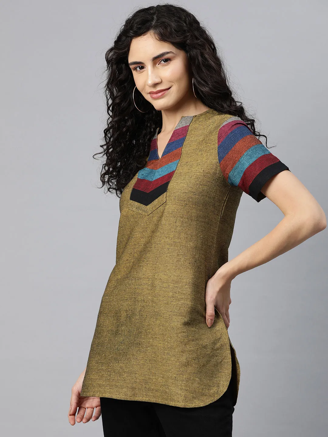 Cottinfab Women Striped Cotton Top
