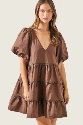 Dark Brown Tier Mini Dress