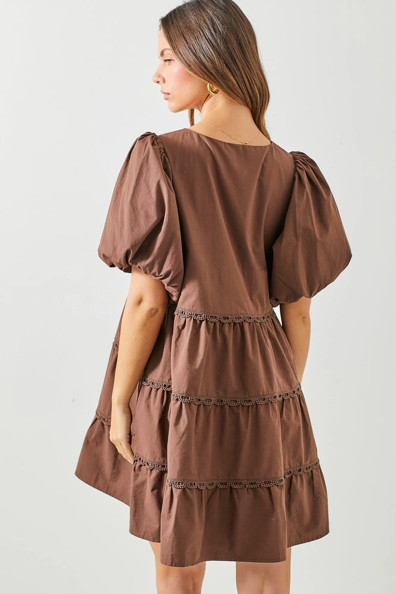 Dark Brown Tier Mini Dress