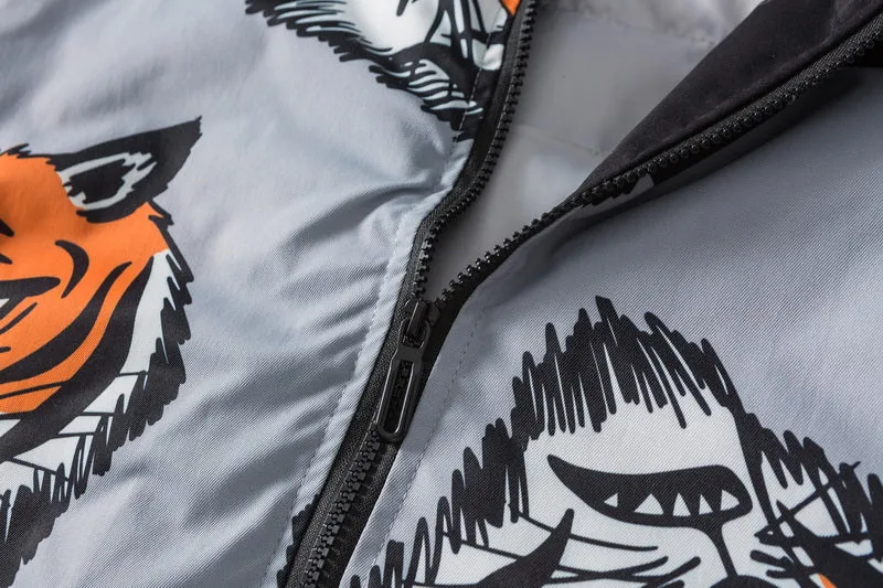 DAVILRAY TIGER PRINT PREMIUM DOWN 900FP UNISEX BOMBER JACKET