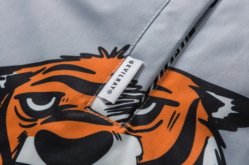 DAVILRAY TIGER PRINT PREMIUM DOWN 900FP UNISEX BOMBER JACKET