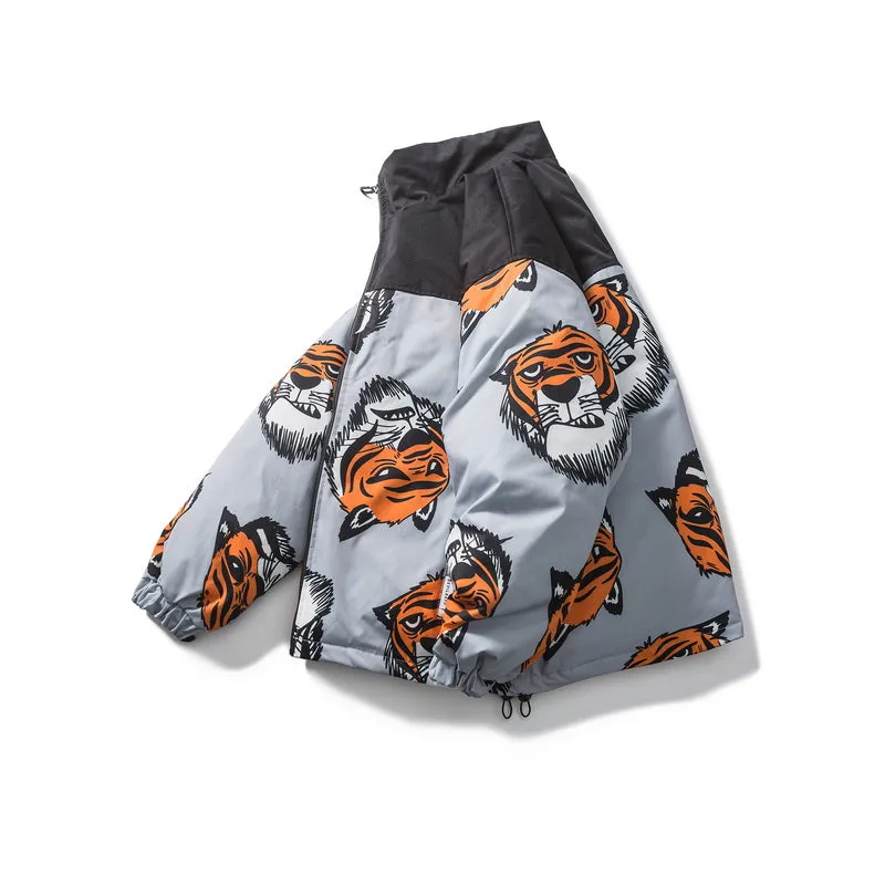 DAVILRAY TIGER PRINT PREMIUM DOWN 900FP UNISEX BOMBER JACKET