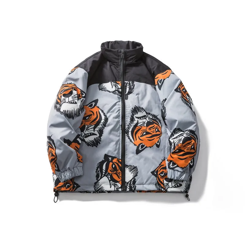 DAVILRAY TIGER PRINT PREMIUM DOWN 900FP UNISEX BOMBER JACKET