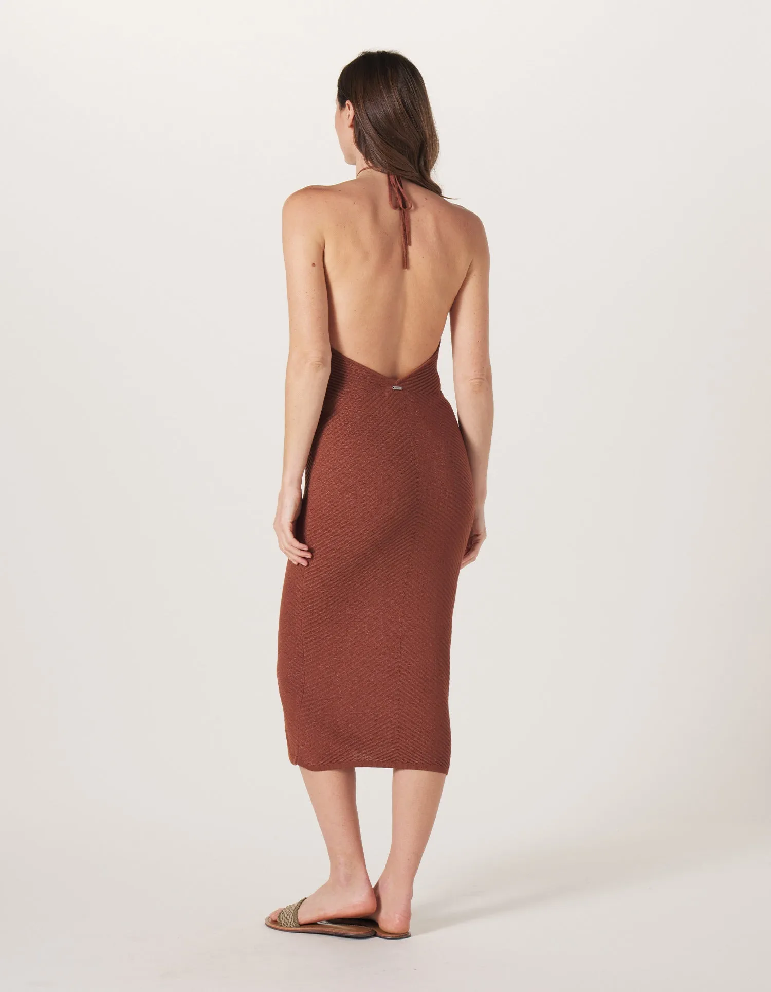 Desi Halter Dress in Clay