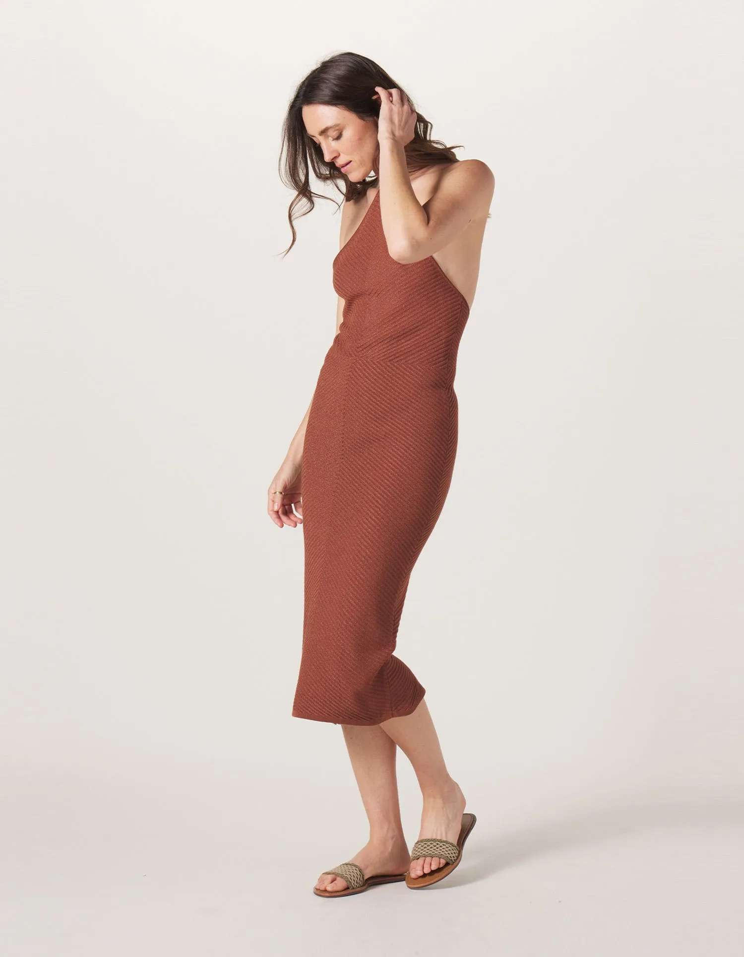 Desi Halter Dress in Clay