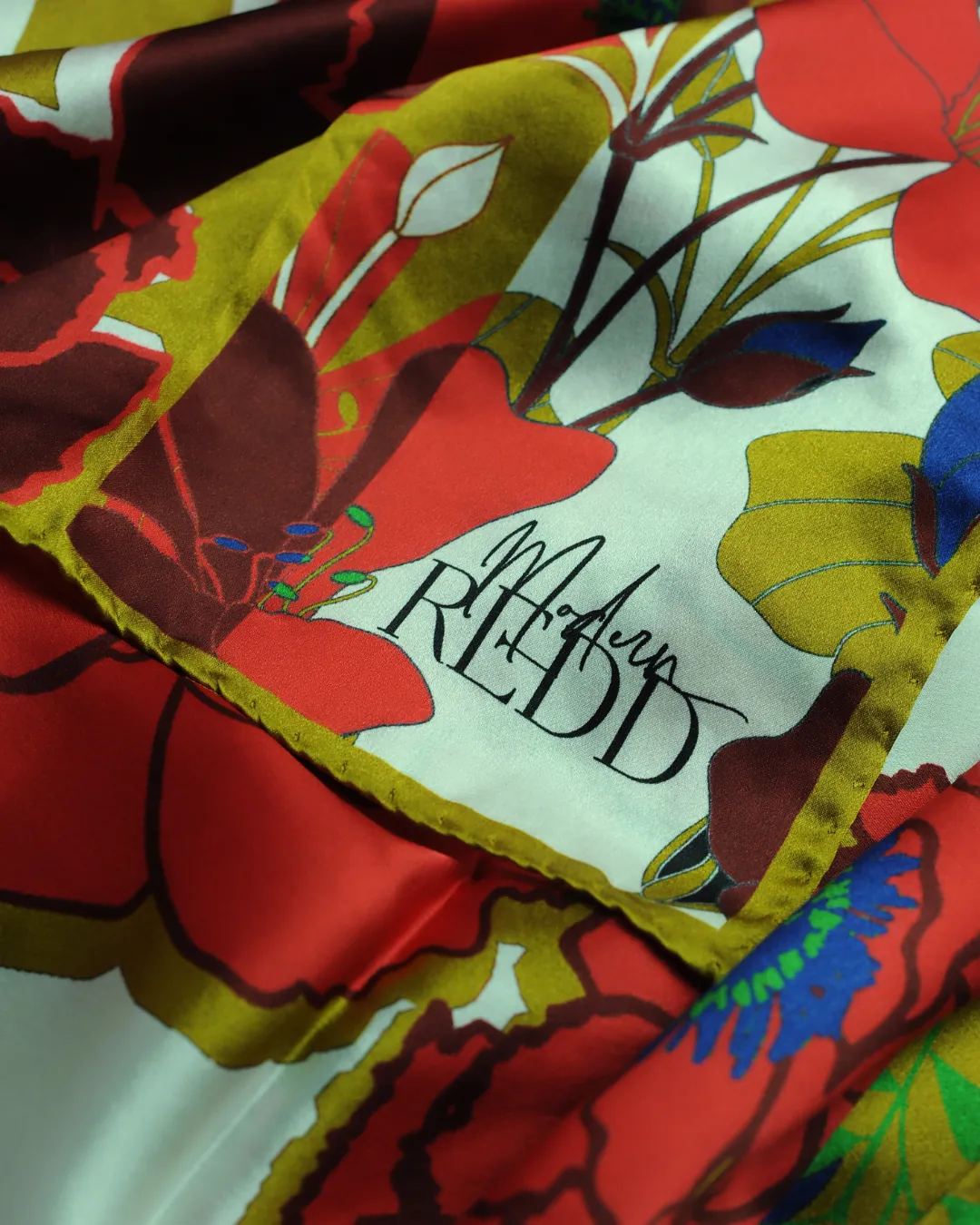 Diane Culture Redd Gold Red & White Silk Scarf