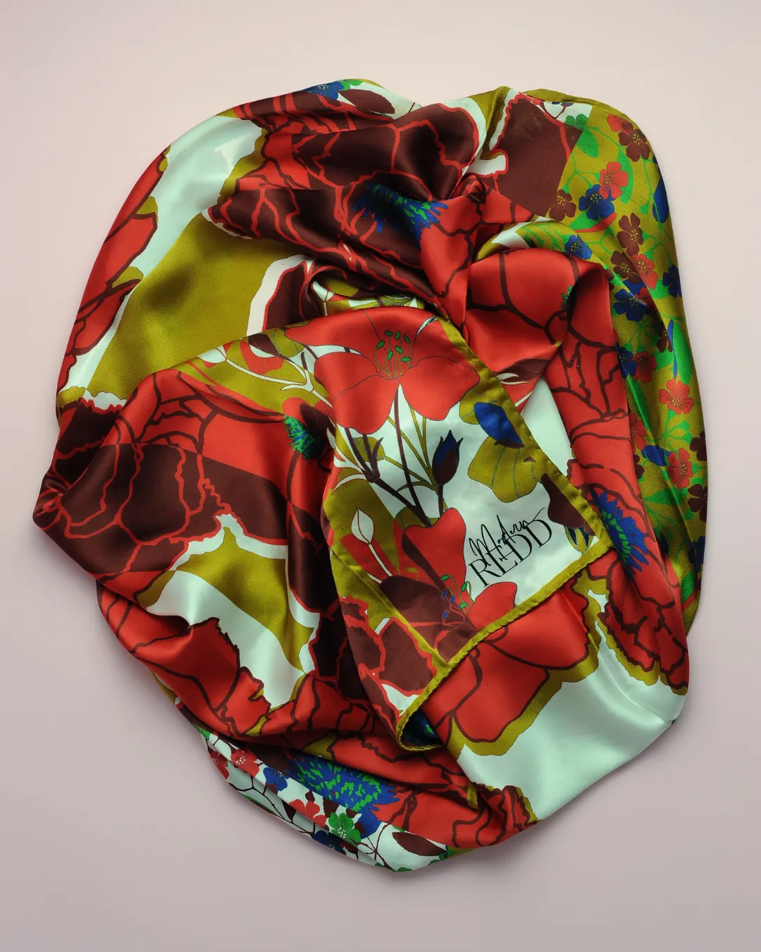Diane Culture Redd Gold Red & White Silk Scarf