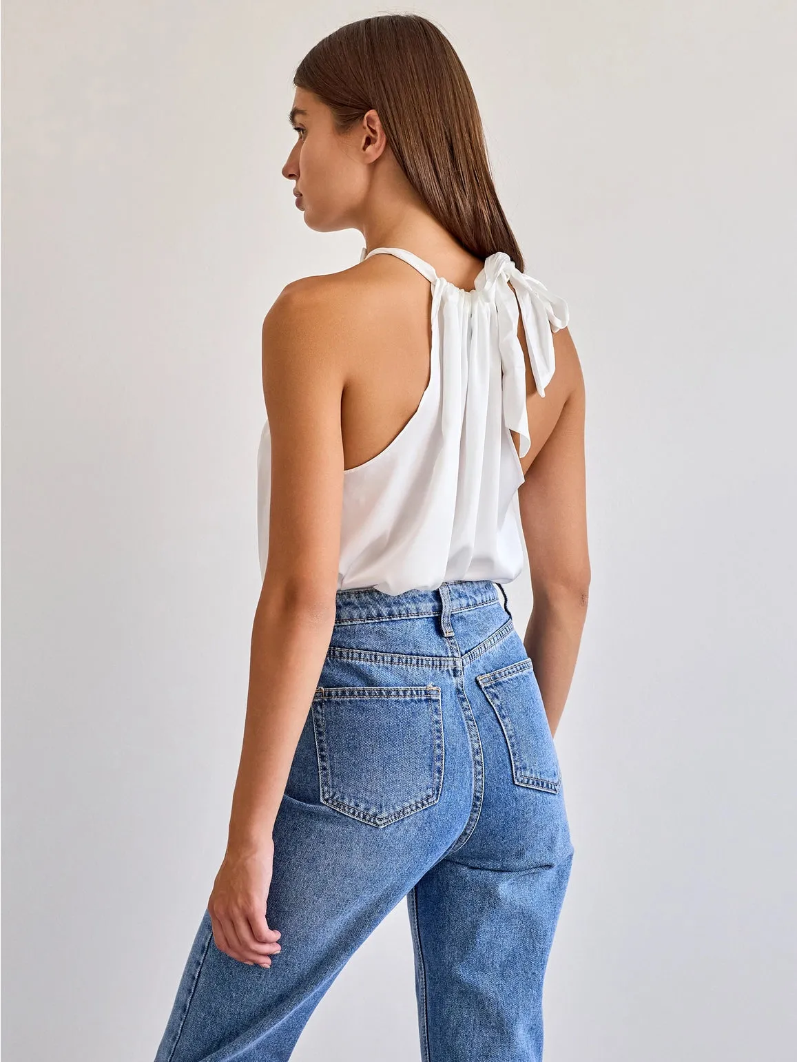 Elizabeth Satin Top - White