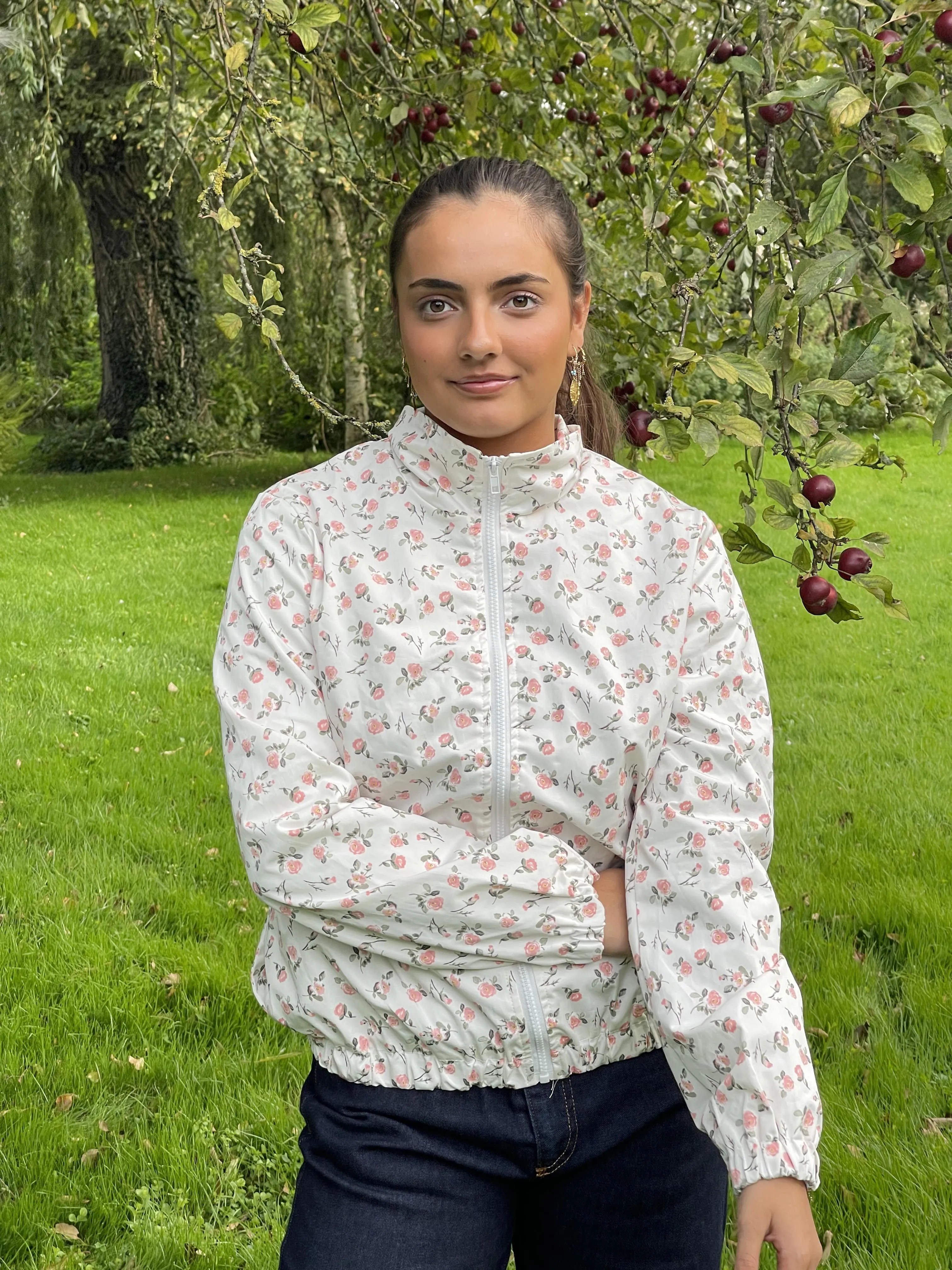 Emelda bomber jacket with flowers