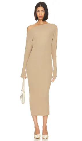 Enza Costa Knit Slouch Dress in Tan