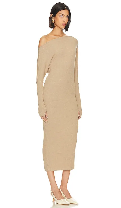 Enza Costa Knit Slouch Dress in Tan