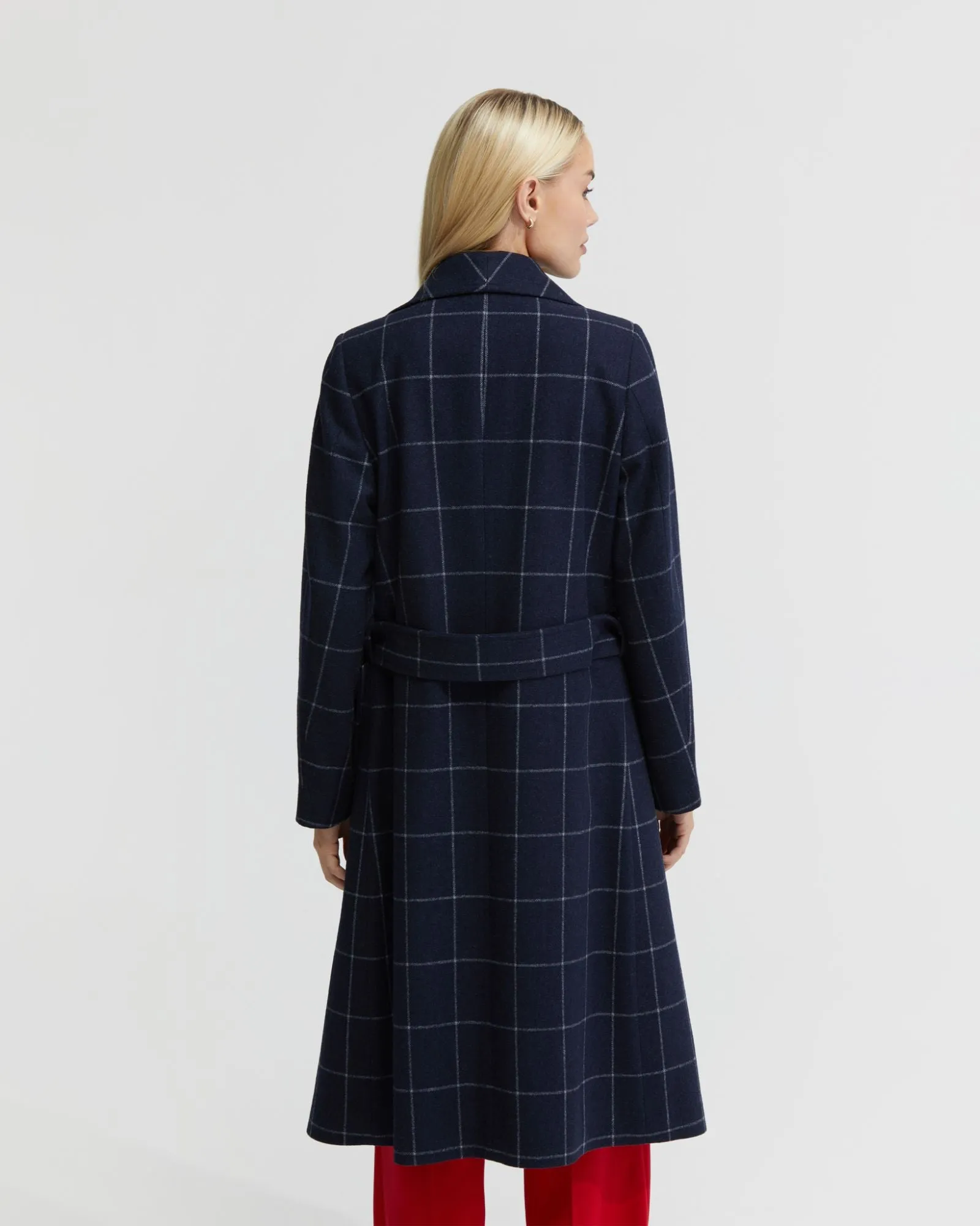 Gia Wool Rich Tie Waist Check Coat
