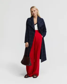 Gia Wool Rich Tie Waist Check Coat