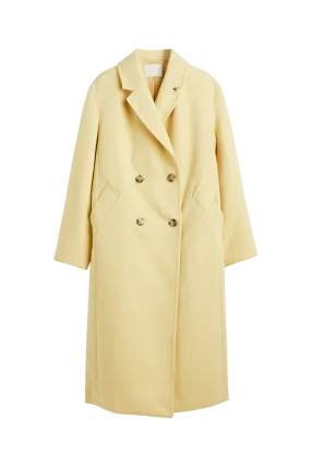 H&M Yellow Double Breasted Wool Long Coat UK L