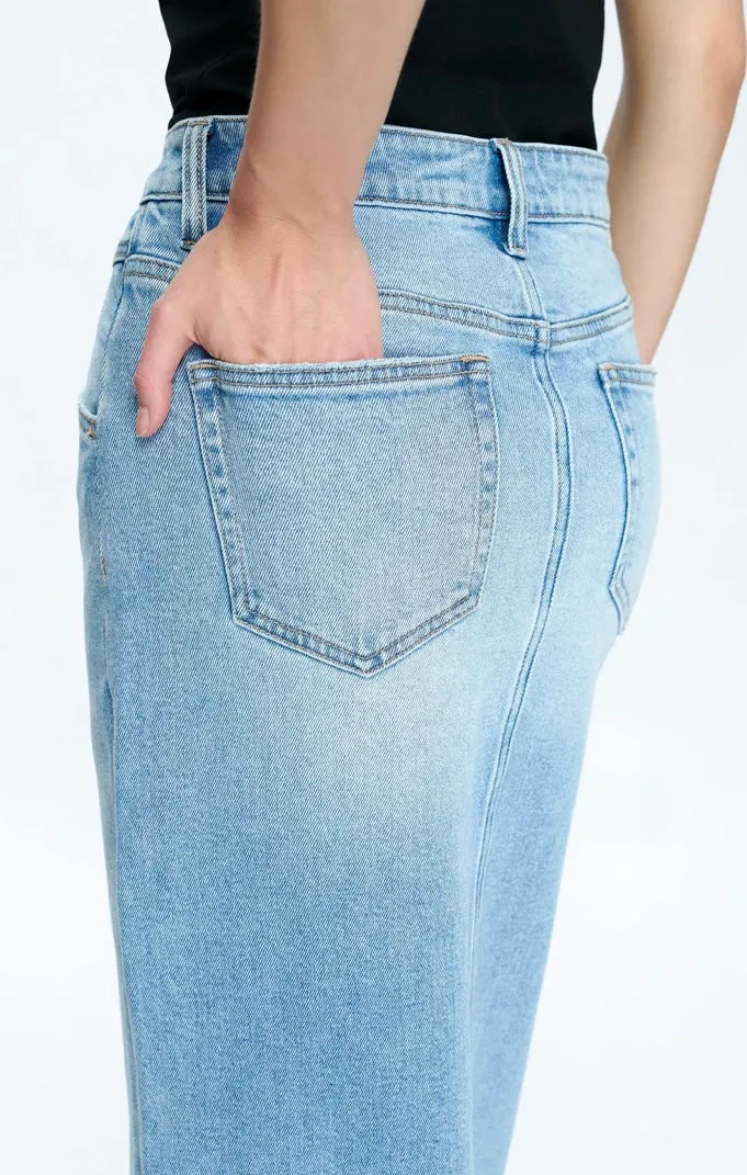 Lauren Denim Skirt Long Mid Rise Slit Denim Maxi Skirt By Bayeas. Long Jean Skirt