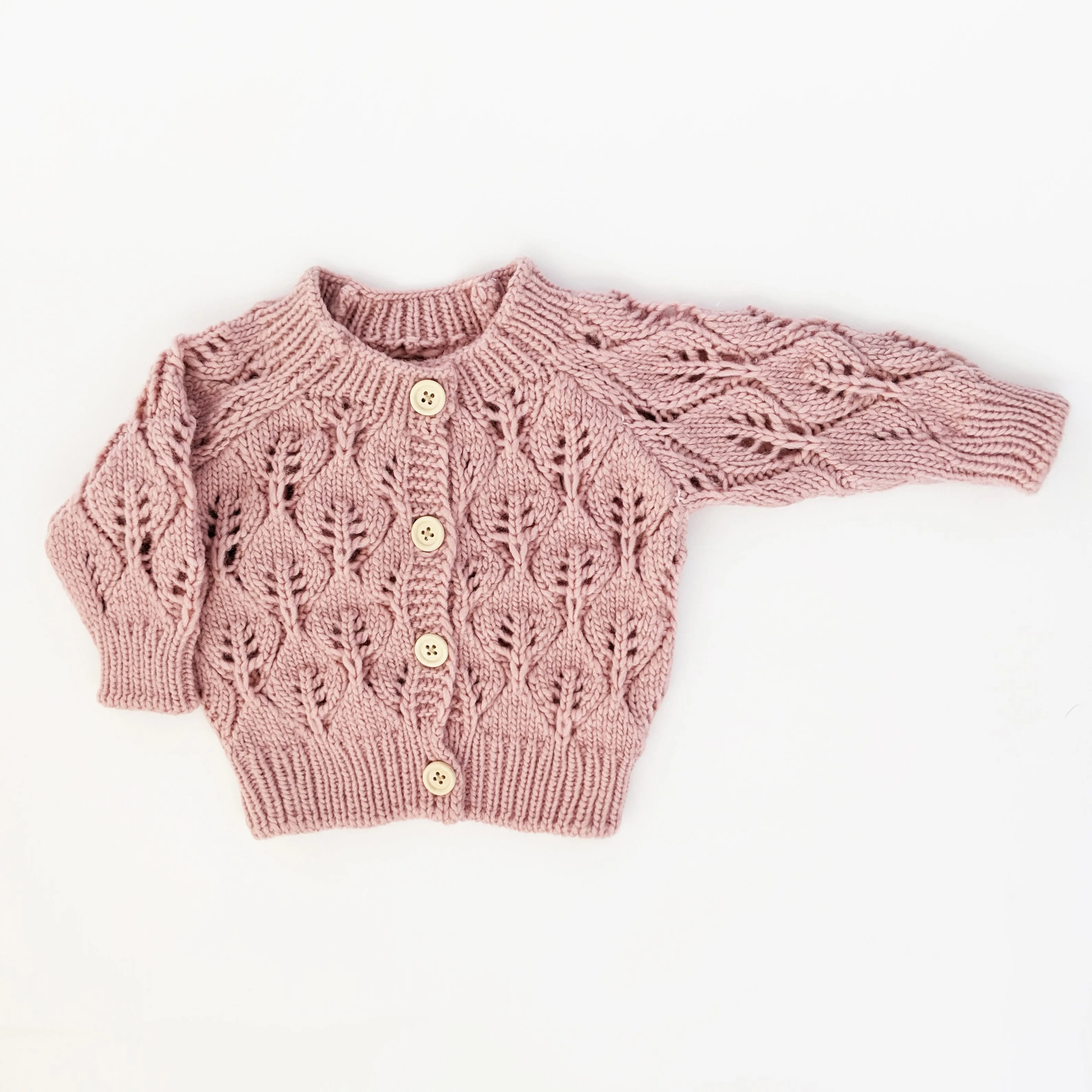 Leaf Lace Cardigan Sweater - Rosy by Huggalugs