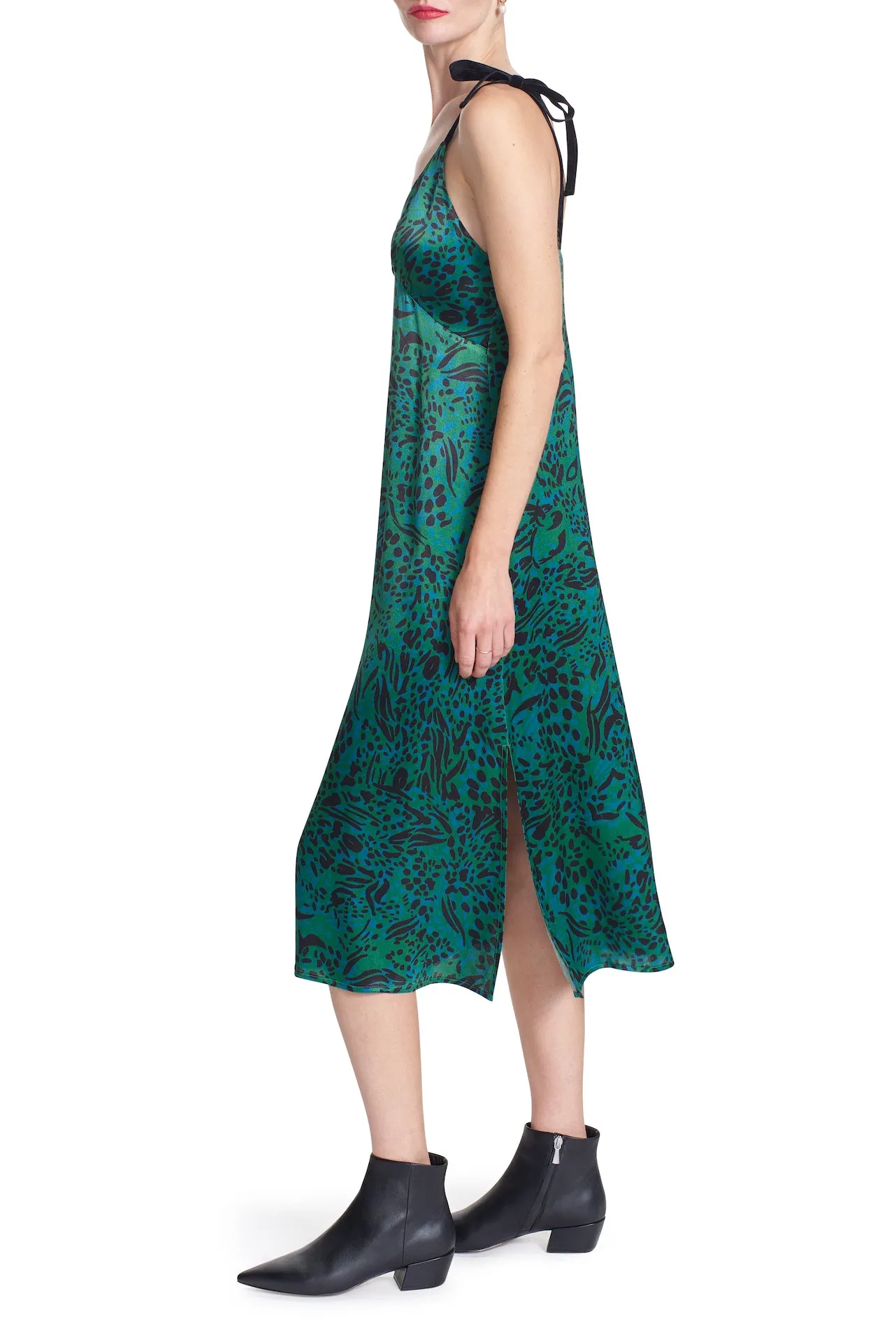 LING TIE STRAP MIDI DRESS- Tiger